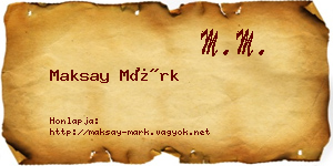 Maksay Márk névjegykártya